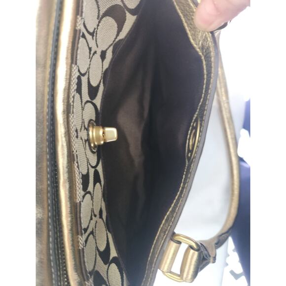 Coach Hampton Signature Canvas Gold Satchel F11062 NWT - Picture 10 of 13